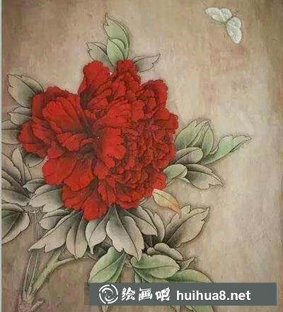 工笔画教程怎么画《王红粉蝶》