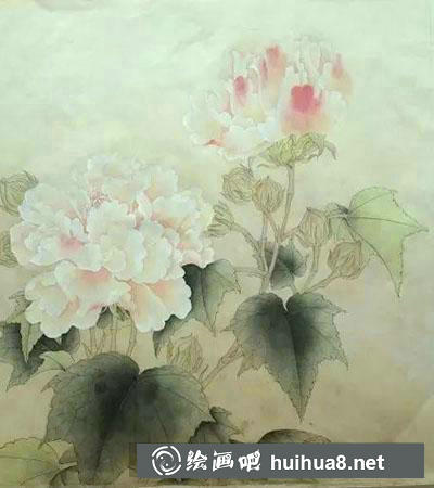 工笔画教程怎么画红芙蓉