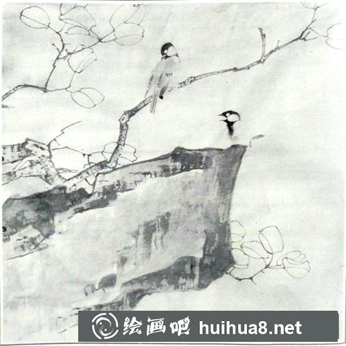 白脸山雀工笔画