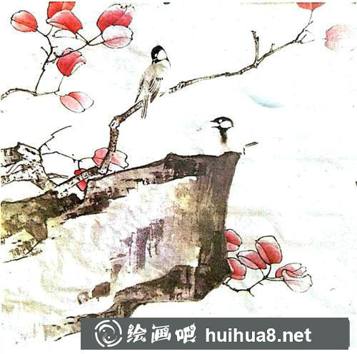 白脸山雀工笔画
