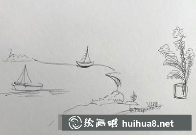 小船风景速写 小船风景速写
