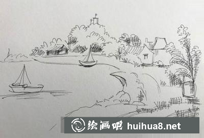 小船风景速写 小船风景速写