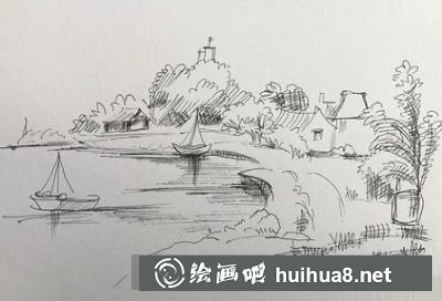 小船风景速写 小船风景速写