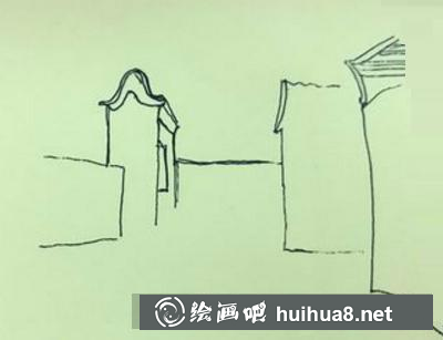 徽派小院速写轮廓