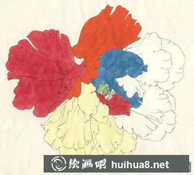 工笔画教程怎么画六色牡丹花头