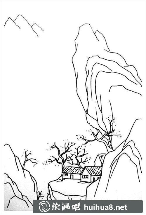 隐居钢笔画
