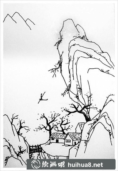 隐居钢笔画