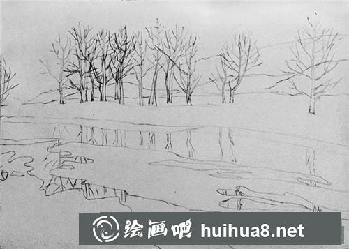 雪河钢笔画