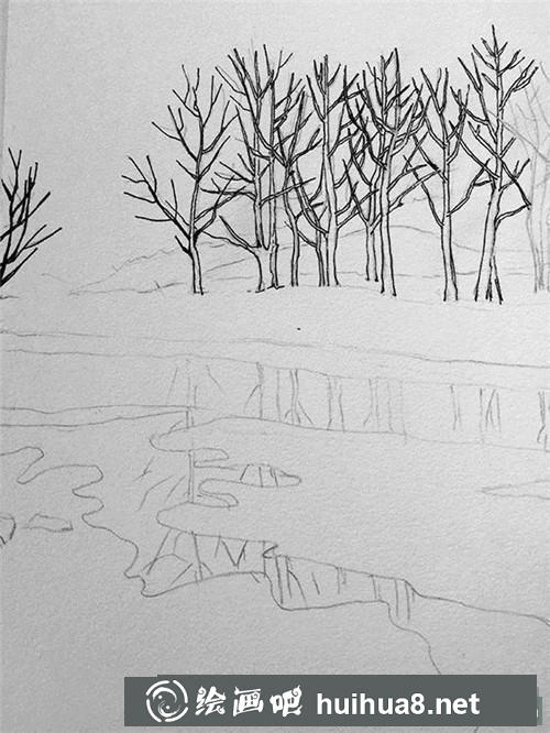 雪河钢笔画