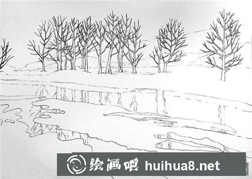 雪河钢笔画