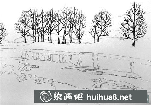 雪河钢笔画