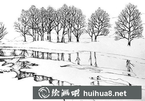 雪河钢笔画