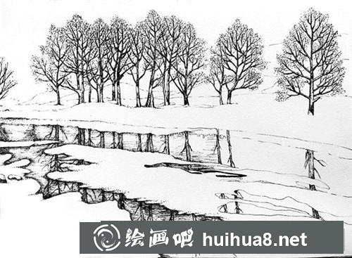 雪河钢笔画