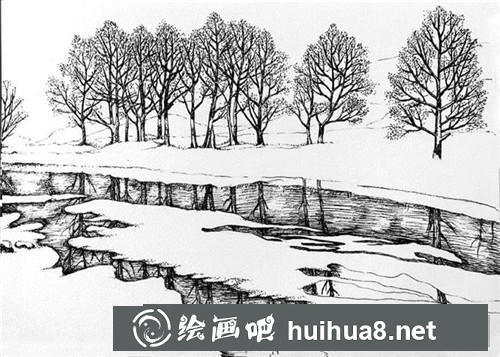 雪河钢笔画