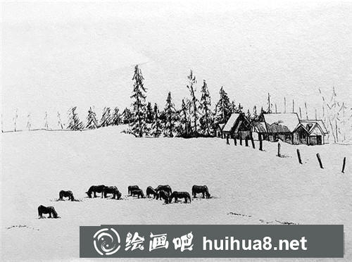 牧民的家钢笔画 牧民的家钢笔画