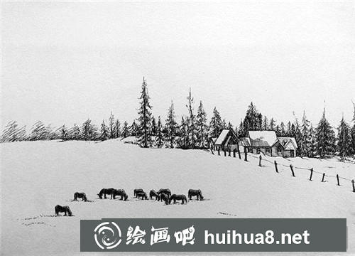 牧民的家钢笔画 牧民的家钢笔画