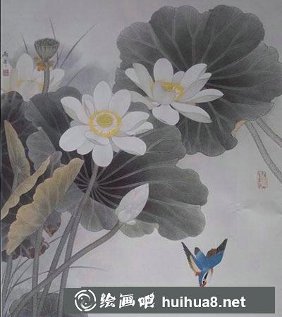 怎么画工笔画荷花与翠鸟 怎么画工笔画荷花与翠鸟