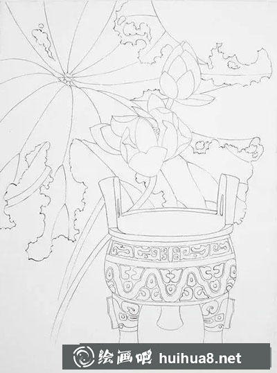 工笔画教程怎么画荷花《清幽静雅》
