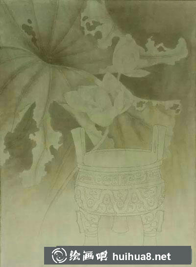 工笔画教程怎么画荷花《清幽静雅》