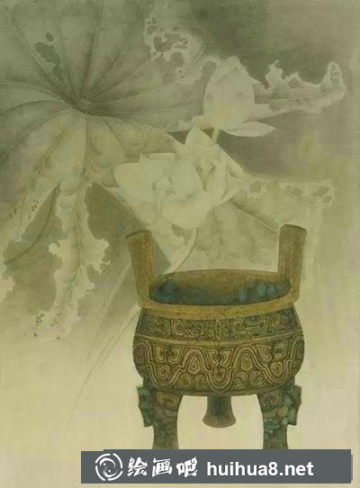 工笔画教程怎么画荷花《清幽静雅》