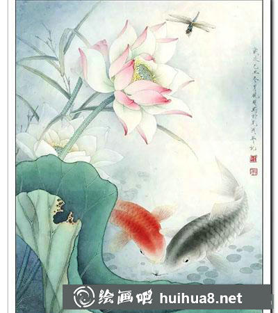 工笔画教程:怎么画《鲤鱼荷花》 工笔画教程:怎么画《鲤鱼荷花》