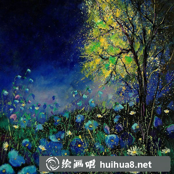 春天花朵油画作品