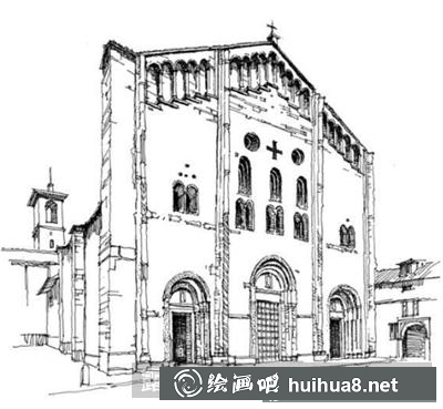 建筑钢笔画