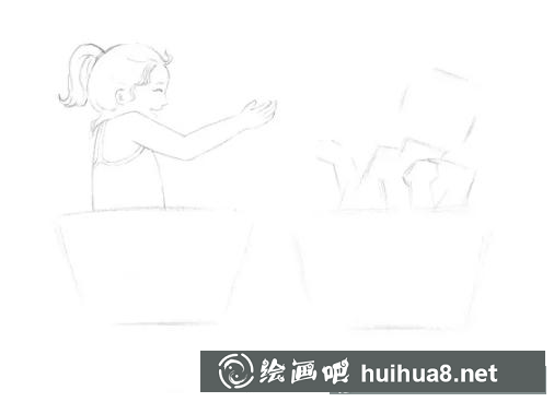 小女孩玩耍彩铅插画 小女孩玩耍彩铅插画