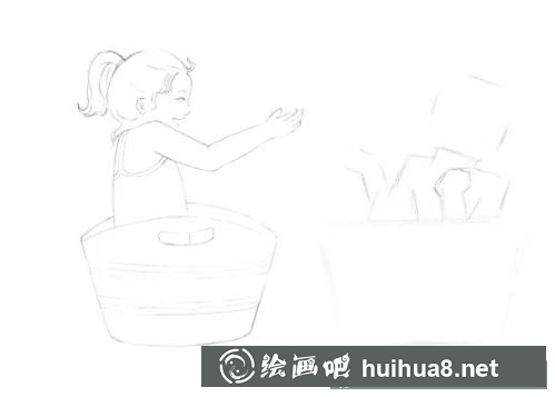 小女孩玩耍彩铅插画 小女孩玩耍彩铅插画