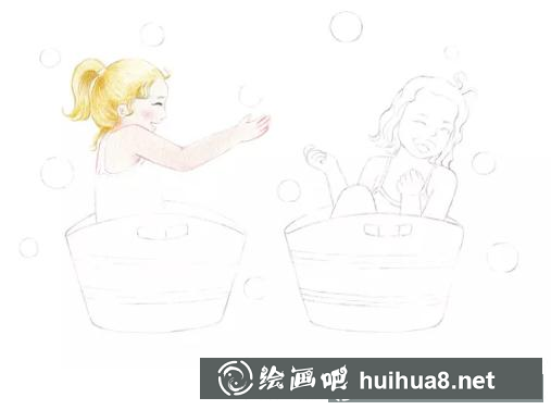 小女孩玩耍彩铅插画 小女孩玩耍彩铅插画