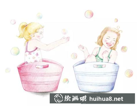 小女孩玩耍彩铅插画 小女孩玩耍彩铅插画