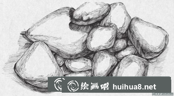 钢笔画鹅卵石