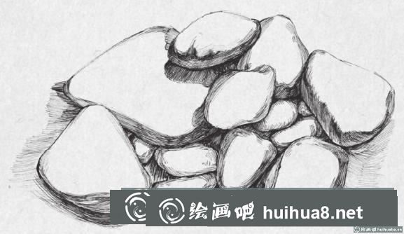 钢笔画鹅卵石