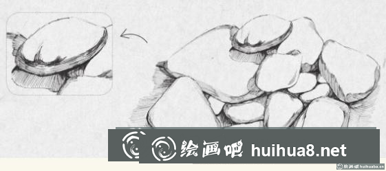 钢笔画鹅卵石