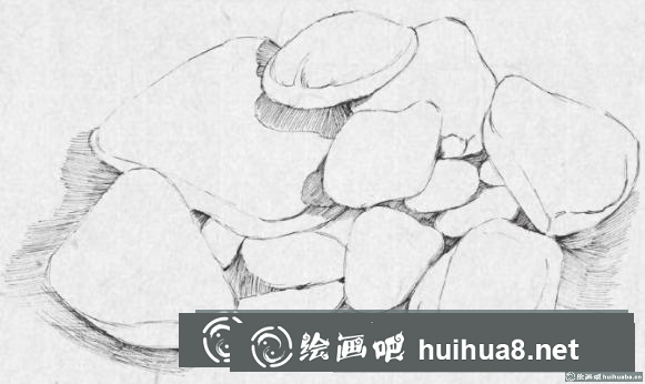 钢笔画鹅卵石