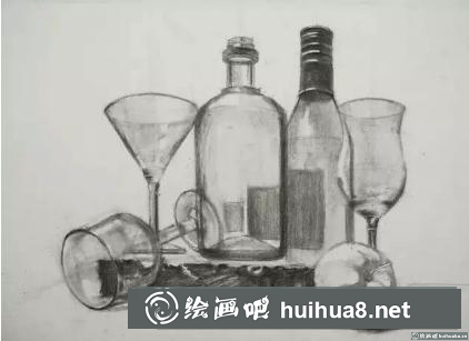 玻璃器皿组合的画法