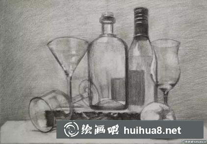 玻璃器皿组合的画法