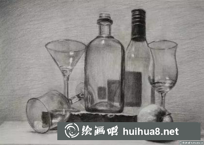 玻璃器皿组合的画法