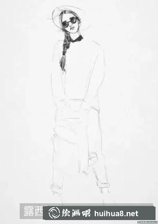 素描画女孩