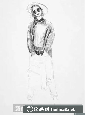 素描画女孩