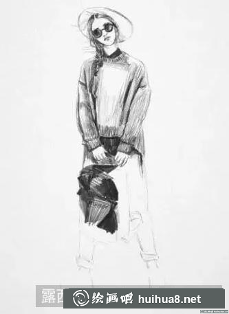 素描画女孩