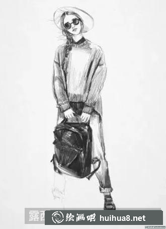 素描画女孩