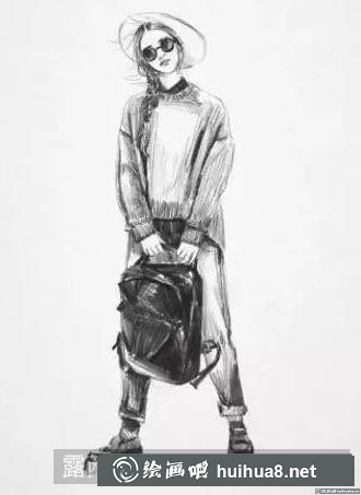 素描画女孩
