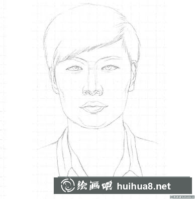 素描男子正面头像
