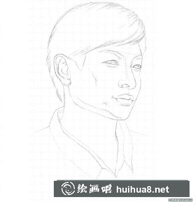 素描四分之三侧面头像