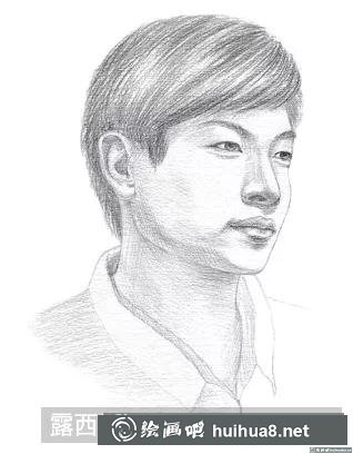 素描四分之三侧面头像