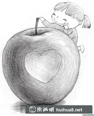 素描画苹果