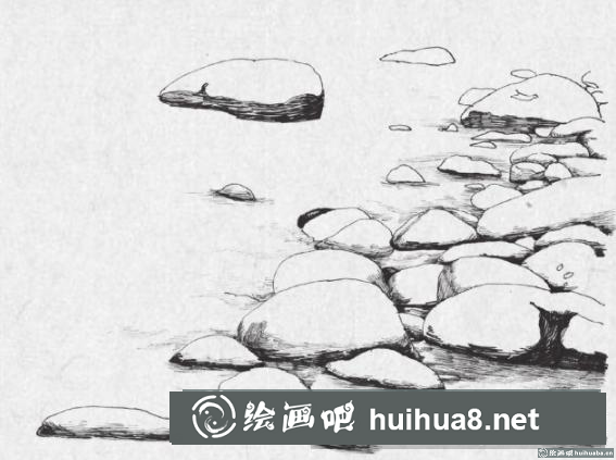 钢笔画江边 钢笔画江边