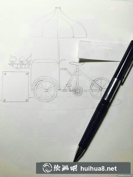 夏日冰激凌车插画