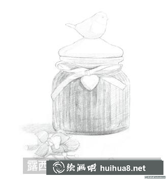 玻璃收纳罐子素描